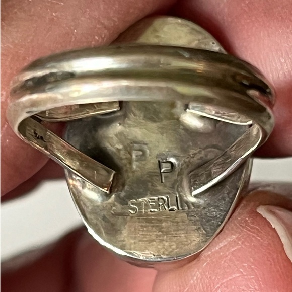 Navajo Charoite and Sterling Artist Marked  PP Ring Sz 5.5 EUC - Picture 2 of 11